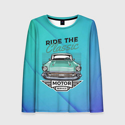 Лонгслив женский Ride the classic - ретро авто, цвет: 3D-принт