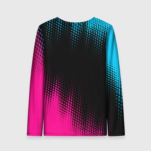 Женский лонгслив Mitsubishi - neon gradient: символ сверху / 3D-принт – фото 2