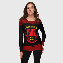 Лонгслив женский Сделано в 1982 году в СССР и желтый серп и молот, цвет: 3D-принт — фото 2