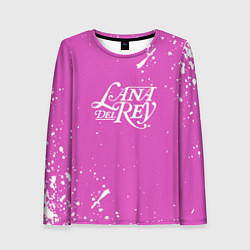 Женский лонгслив Lana Del Rey - на розовом фоне брызги