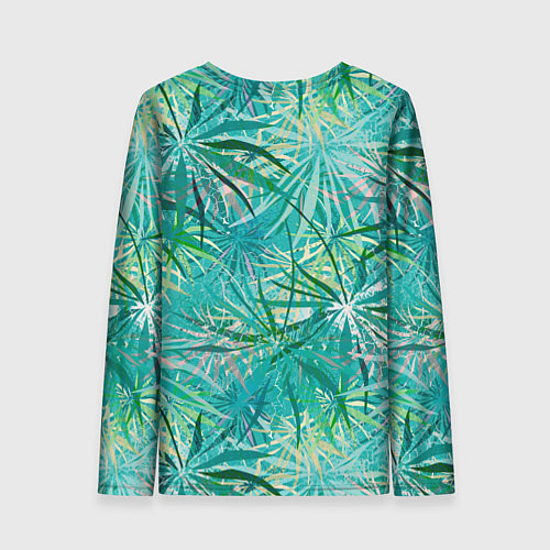 Женский лонгслив Тропические листья на зеленом фоне / 3D-принт – фото 2
