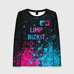 Лонгслив женский Limp Bizkit - neon gradient: символ сверху, цвет: 3D-принт