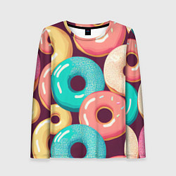 Лонгслив женский Пончики и только пончики, цвет: 3D-принт