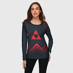 Лонгслив женский Красный символ Zelda на темном фоне со стрелками, цвет: 3D-принт — фото 2