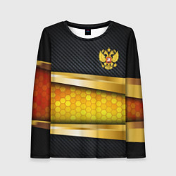 Лонгслив женский Black & gold - герб России, цвет: 3D-принт