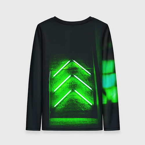 Женский лонгслив Неоновые зелёные стрелки во тьме / 3D-принт – фото 2