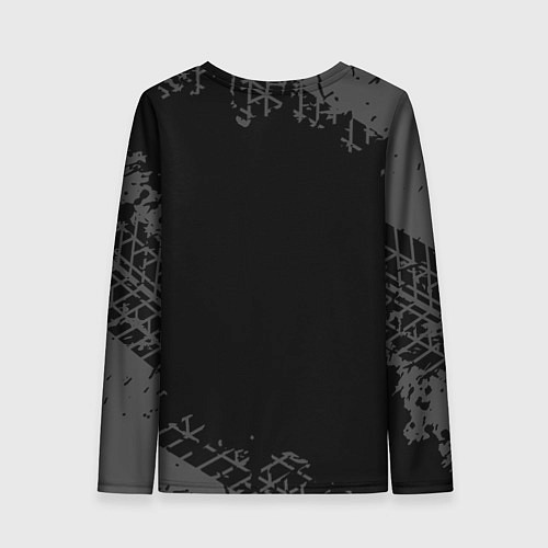 Женский лонгслив Jeep speed на темном фоне со следами шин / 3D-принт – фото 2