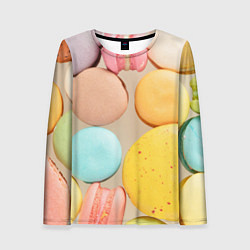 Лонгслив женский Разноцветные пирожные Макарон, цвет: 3D-принт