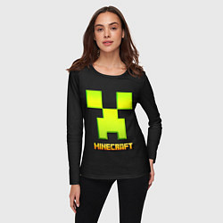 Лонгслив женский Minecraft: neon logo, цвет: 3D-принт — фото 2