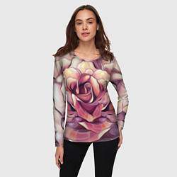 Лонгслив женский Крупная роза маслом, цвет: 3D-принт — фото 2