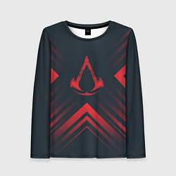 Лонгслив женский Красный символ Assassins Creed на темном фоне со с, цвет: 3D-принт