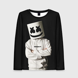 Лонгслив женский Marshmello на чёрном фоне, цвет: 3D-принт