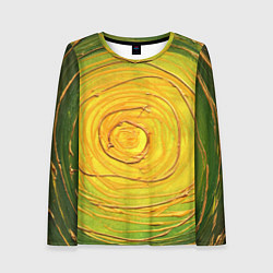 Лонгслив женский Желто-зеленая текстурная абстракция акрилом, цвет: 3D-принт