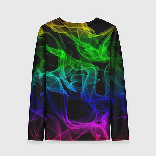 Женский лонгслив Разноцветный неоновый дым / 3D-принт – фото 2