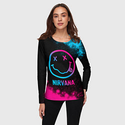 Лонгслив женский Nirvana - neon gradient, цвет: 3D-принт — фото 2