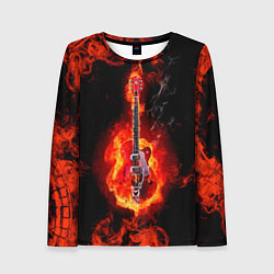 Лонгслив женский Огненная гитара, цвет: 3D-принт