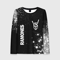 Женский лонгслив Ramones и рок символ на темном фоне