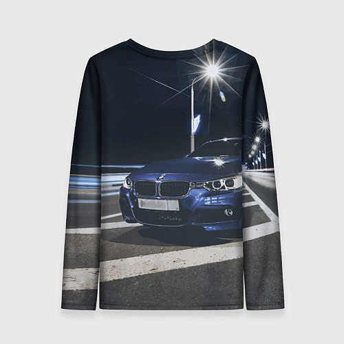 Женский лонгслив BMW на ночной трассе / 3D-принт – фото 2