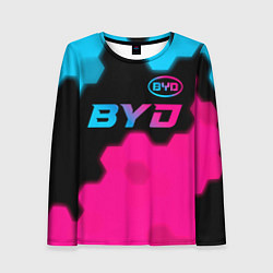 Женский лонгслив BYD - neon gradient: символ сверху