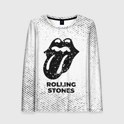 Лонгслив женский Rolling Stones с потертостями на светлом фоне, цвет: 3D-принт