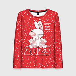 Лонгслив женский Happy new year, 2023 год кролика, цвет: 3D-принт