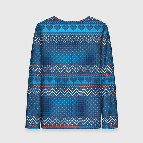 Женский лонгслив Вязанный стиль - сердечки / 3D-принт – фото 2