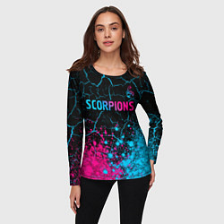 Лонгслив женский Scorpions - neon gradient: символ сверху, цвет: 3D-принт — фото 2