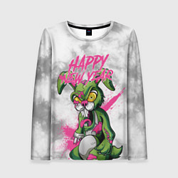 Лонгслив женский Zombie rabbit Happy new year, цвет: 3D-принт