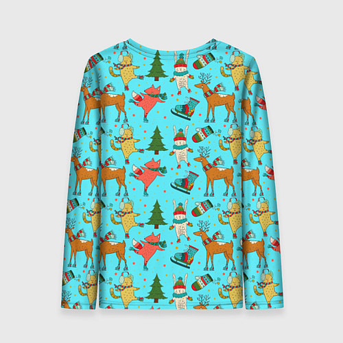 Женский лонгслив Animals on the rink / 3D-принт – фото 2