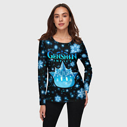 Лонгслив женский Крио слайм в снежинках, цвет: 3D-принт — фото 2
