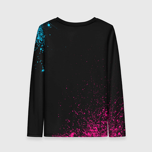 Женский лонгслив Гитарист за работой - неоновый градиент / 3D-принт – фото 2