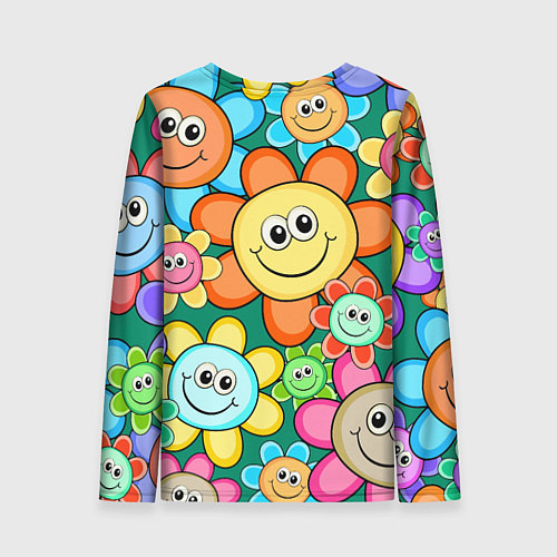 Женский лонгслив Ромашки - смайлы / 3D-принт – фото 2