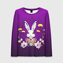 Лонгслив женский Кролик с одуванчиками, цвет: 3D-принт