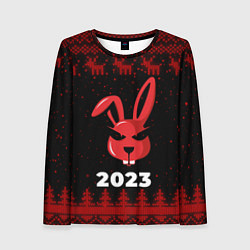 Лонгслив женский Кролик НГ суровый, цвет: 3D-принт