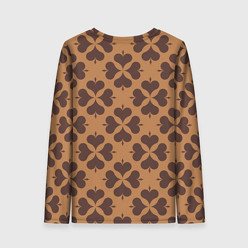Женский лонгслив Четырехлистный клевер бежевый / 3D-принт – фото 2