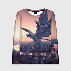 Лонгслив женский Футуристичный город с металлической птицей, цвет: 3D-принт