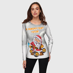 Лонгслив женский Боевой Санта, цвет: 3D-принт — фото 2