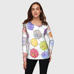 Лонгслив женский Акварельные круги, узор, цвет: 3D-принт — фото 2