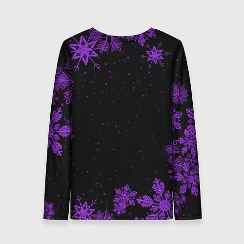 Женский лонгслив Новогодняя Екатерина на темном фоне / 3D-принт – фото 2