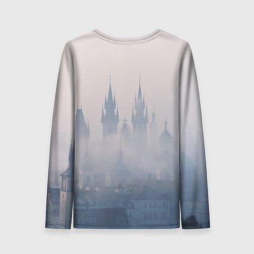 Женский лонгслив Уэнсдей Аддамс и рука на фоне замка / 3D-принт – фото 2