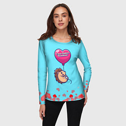 Лонгслив женский Ежик с Валентинкой, цвет: 3D-принт — фото 2