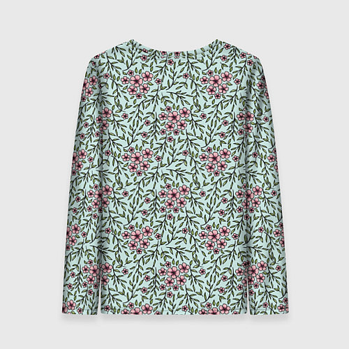 Женский лонгслив Цветы сакуры и веточки - паттерн / 3D-принт – фото 2