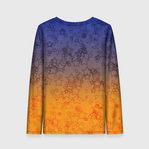 Женский лонгслив Желто-синий звездный узор / 3D-принт – фото 2