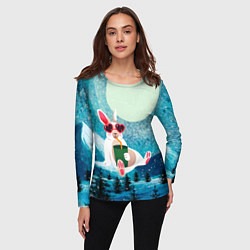 Лонгслив женский Кролик в очках и с лимонадом, цвет: 3D-принт — фото 2