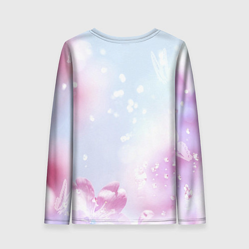 Женский лонгслив Птица летит с цветком в лапах / 3D-принт – фото 2