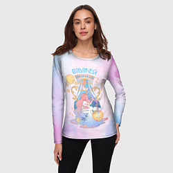 Лонгслив женский Водолей в стиле аниме на акварельном фоне, цвет: 3D-принт — фото 2