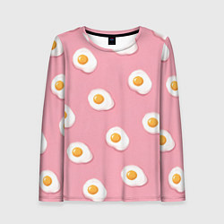 Женский лонгслив Яичница на розовом фоне
