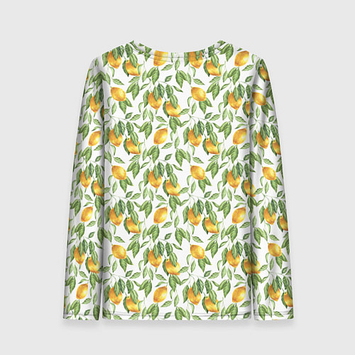 Женский лонгслив Лимоны на ветках - паттерн / 3D-принт – фото 2