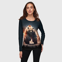 Лонгслив женский Медведь-танк, цвет: 3D-принт — фото 2