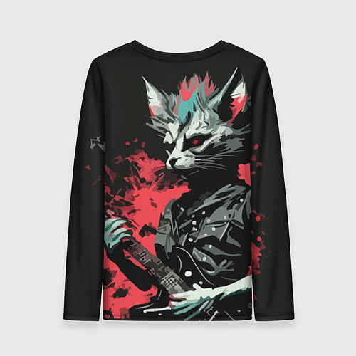Женский лонгслив Rocker Cat on a black background - C-Cats collecti / 3D-принт – фото 2